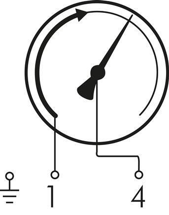 Schematic symbol: Single contact no. 2: The contact opens when the setpoint value is exceeded